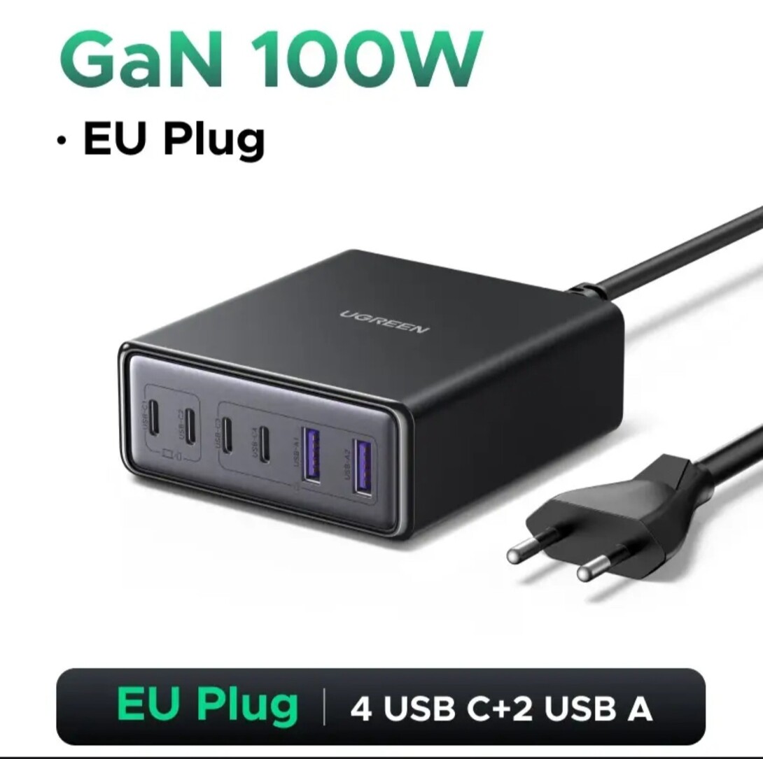 Зарядное устройство Ugreen 100W GaN 6 ports (цена с купоном)