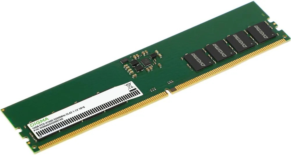 Оперативная память DDR5 Digma PC5-41600, 5200 МГц, 16 Гб (с картами банков-партнеров)