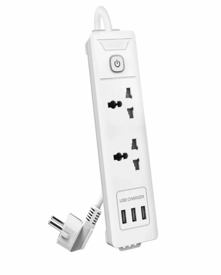 Сетевой удлинитель Deli ET407 2 розетки, 3xUSB, 2 м и вариант на 3 розетки (с ВБ кошельком)