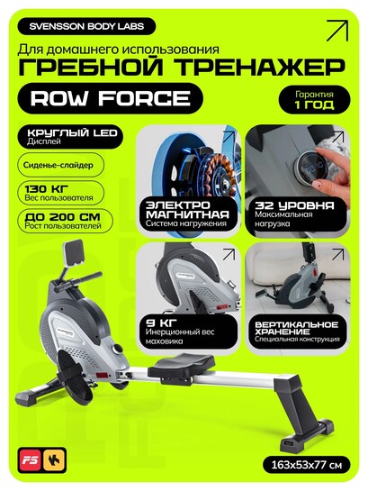 Гребной тренажер SVENSSON BODY LABS ROW FORCE (с банком-парнёром)