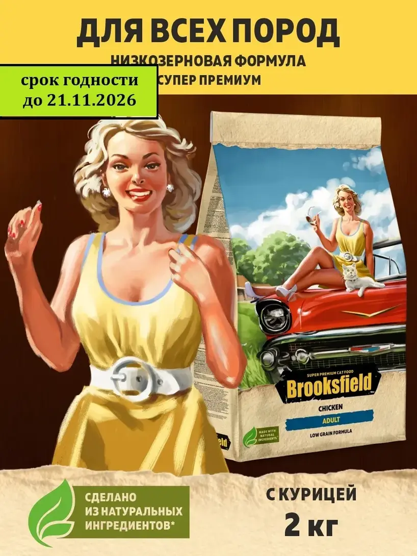 Сухой корм для кошек BROOKSFIELD 2 кг Курица (с ВБ кошельком)