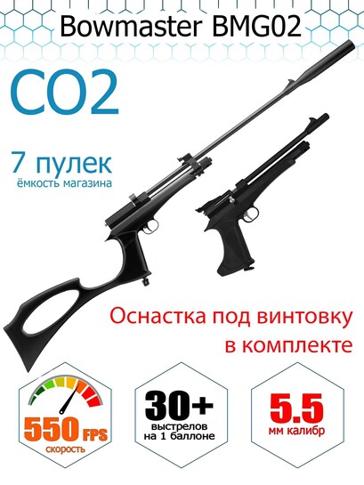 Винтовка пневматическая Bowmaster - BMGO2, калибр 5.5мм, 3 джоуля