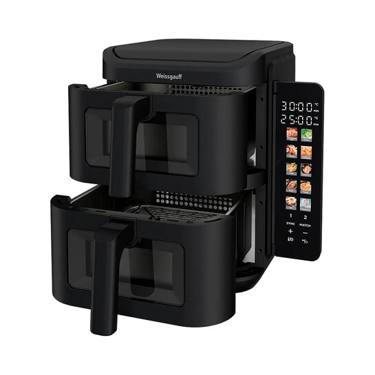 Аэрогриль Weissgauff WAF 711 DD DoubleFlexFry, 11 л, 2 чаши, 2 ТЭНа, 2800 Вт (с картой банка-партнера)