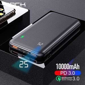 Power Bank ROCK с быстрой зарядкой QC 3.0  и Type-C PD 18 Вт на 10000 мАч