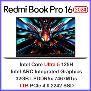 Ноутбук Xiaomi RedmiBook Pro 16, 16", 2560x1600, intel Ultra 5, 32 Гб / 1 Тб, Intel ARC Graphics NPU, windows 11