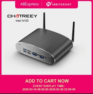 Безвентиляторный Мини ПК Chatreey MR02 intel N100