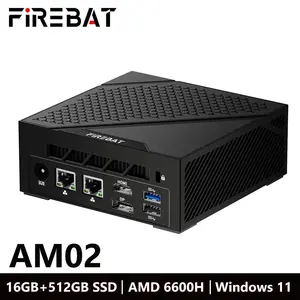 Мини-ПК FIREBAT AM02 (AMD Ryzen 5 6600H, RAM 16 ГБ, SSD 512 ГБ, AMD Radeon 660M, Windows 11 Pro), черный (с Озон картой, из-за рубежа)