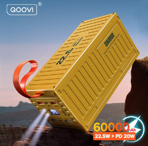 Внешний аккумулятор QOOVI 60000 мАч Power Bank 22,5 Вт PD QC 3,0