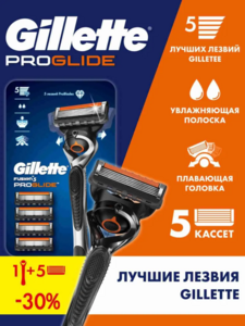 Бритва Gillette Fusion5 ProGlide, 5 кассет, с 5 лезвиями (с Озон картой)