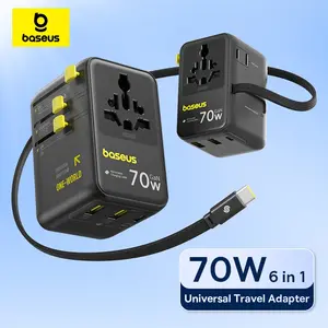 Универсальное зарядное устройство Baseus EnerCore CG11, 70W (выдвижной кабель, 2AC+2U+2C)