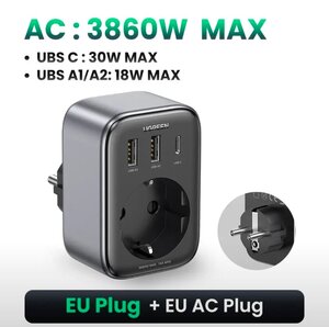 Зарядное устройство с розеткой Ugreen CD314