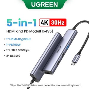 5 портовый USB-C Hub UGREEN 15495