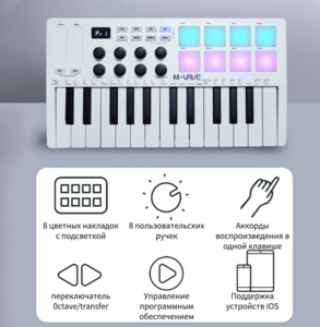 MIDI-клавиатура M-VAVE SMK 25 (с OZON картой, из-за рубежа)