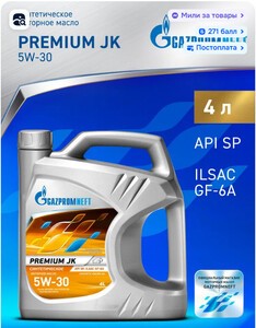 Масло моторное, Синтетическое Gazpromneft Premium JK 5W-30, 4 л + 271 баллов