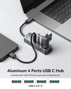 USB хаб Yottamaster PH4U-C3 хаб USB 3.2 Gen1 USB C (из-за рубежа, с картой OZON)