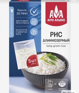 Рис длиннозерный в пакетиках 400 гр.