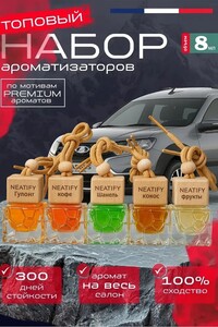 Набор ароматизаторов автомобильный, Шанель, КОКО, фрукты, одеколон, кофе 5шт (с картой OZON)