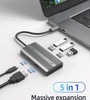 USB-C хаб 5-в-1 SANZANG 4K HDMI, USB 3.0, PD60W Алюминиевый док-адаптер (из-за рубежа, с картой OZON)