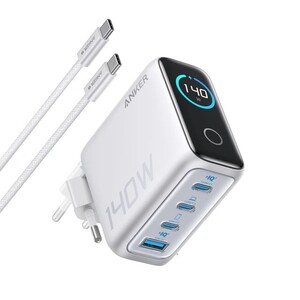 Зарядное устройство для ноутбука Anker (140 Вт, 4 порта, PD 3.1) с кабелем USB-C