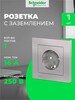 Розетка однопостовая с защитными шторками Systeme Electric (Schneider Electric), 16А (в сборе с рамкой), алюминий, AtlasDesign