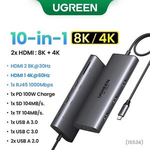 UGREEN 10-портовый USB-C Hub с двойным HDMI (из-за рубежа)