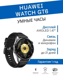 Смарт-часы Huawei Watch GT 6, черные (с ВБ кошельком)
