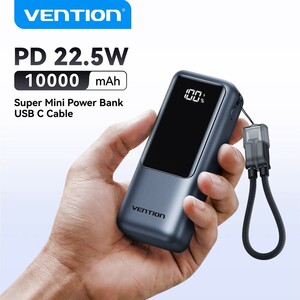 Портативный аккумулятор Vention с кабелем USB-C 10000 мАч