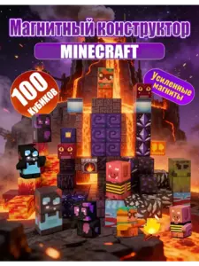 Магнитный конструктор minecraft кубики 100 дет. (с ВБ кошельком)