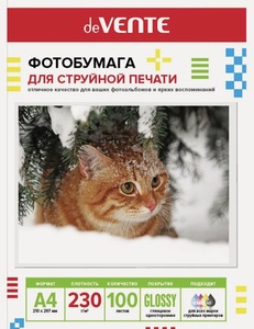 Фотобумага deVente для струйной печати, глянцевая, 100 листов