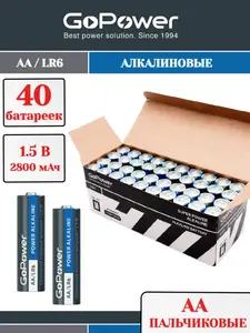 Батарейки GoPower LR6 AA SН2 Щелочные 1.5V - упаковка 40 шт.